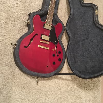 GTX Semi-hollow Copy of gibson es-335 electric Wine red with hard case in excellent condition image 3