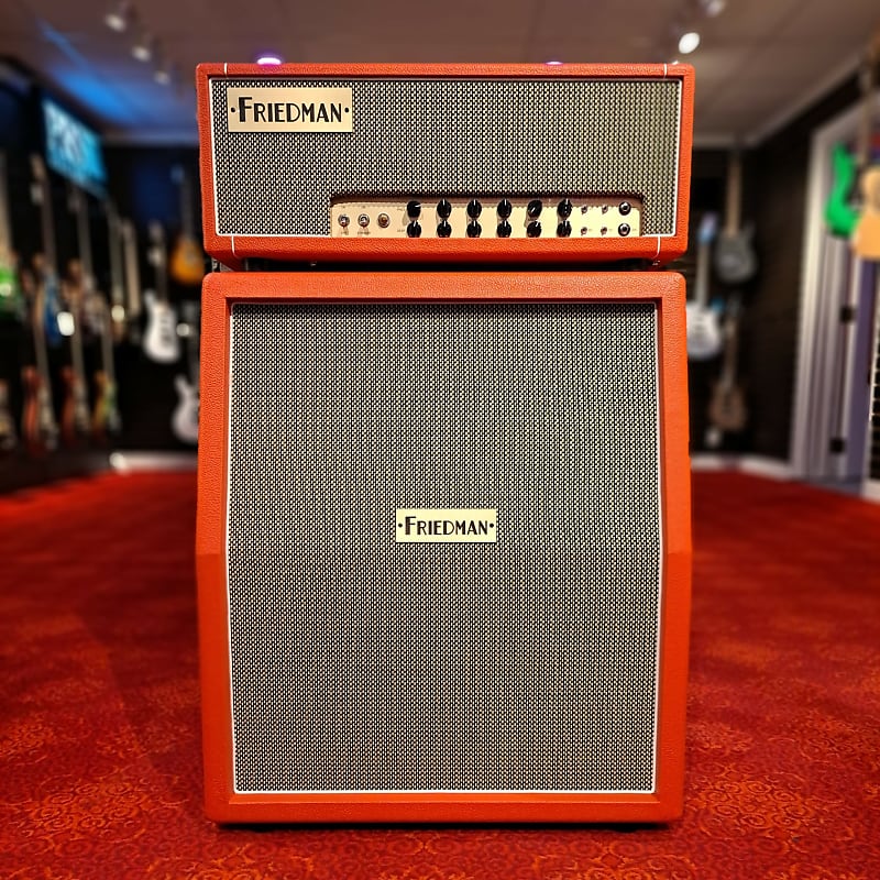 Friedman Twin Sister Head with Vertical 2×12 Cabinet - Pepper Grill & Red Tolex Salt image 1