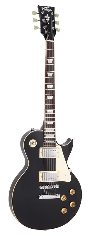 Vintage Reissued Series V100BLK Electric Guitar, Black image 1
