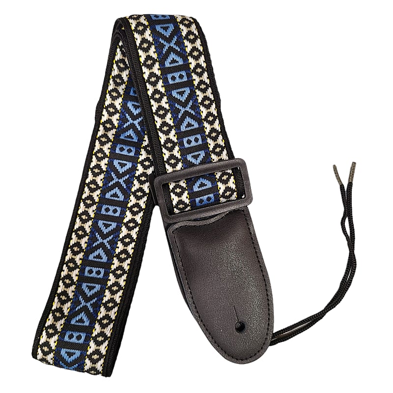 Blue White Retro Jacquard Woven Guitar Strap | Reverb