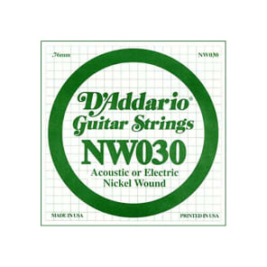 D'Addario NW030 Nickel Wound Electric Guitar Single String .030
