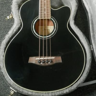 Ibanez AEB10BE-BK-14-02 Black Acoustic Electric Bass with case used image 4