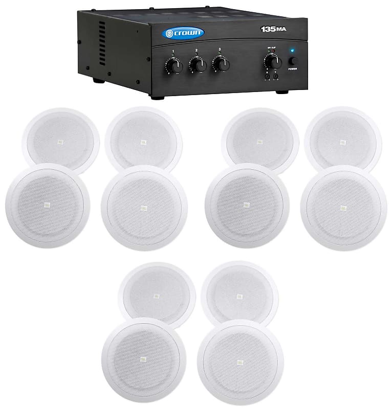 Crown 135MA 35 Watt Amplifier+(12) 8" JBL Speakers For Reverb