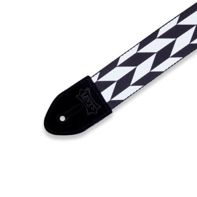 Levy's MPF2 2" Printed Polyester Guitar Strap Black White Offset Arrow image 3
