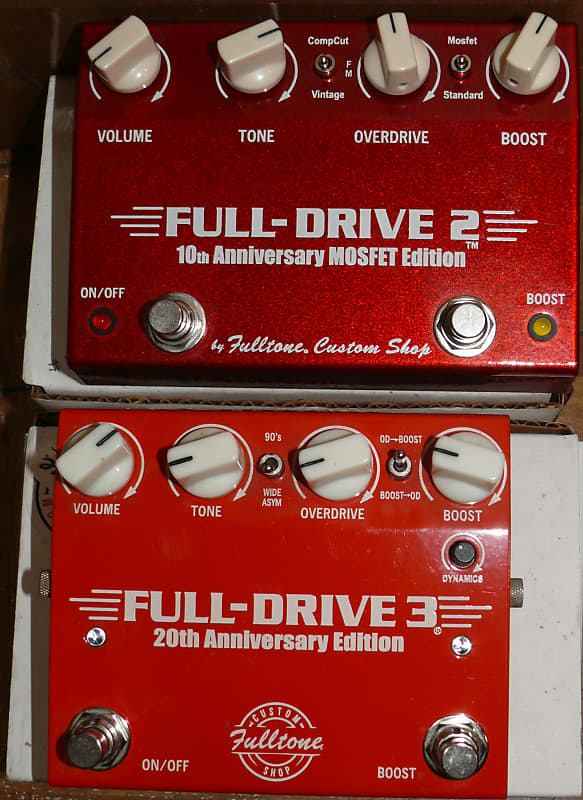 Fulltone 10th Anniversary Full-Drive 2 & 20th Anniversary Full-Drive 3  -Near Mint N.O.S. pair