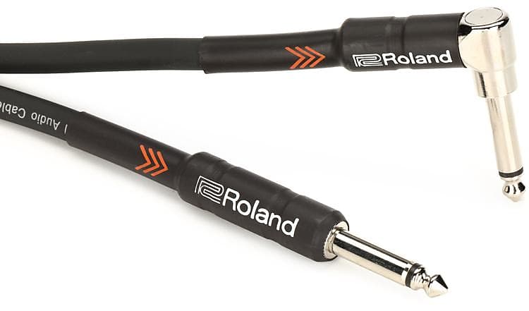 Roland RIC-B20A Black Series Instrument Cable - 1/4-inch TS Male to Right Angle 1/4-inch TS Male - 20-foot image 1