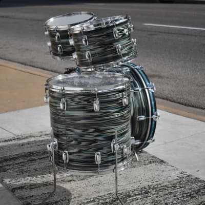 Vintage Ludwig Standard S-330 Drum kit 1970s in Blue Strata - 12, 13, 16, 22 image 4