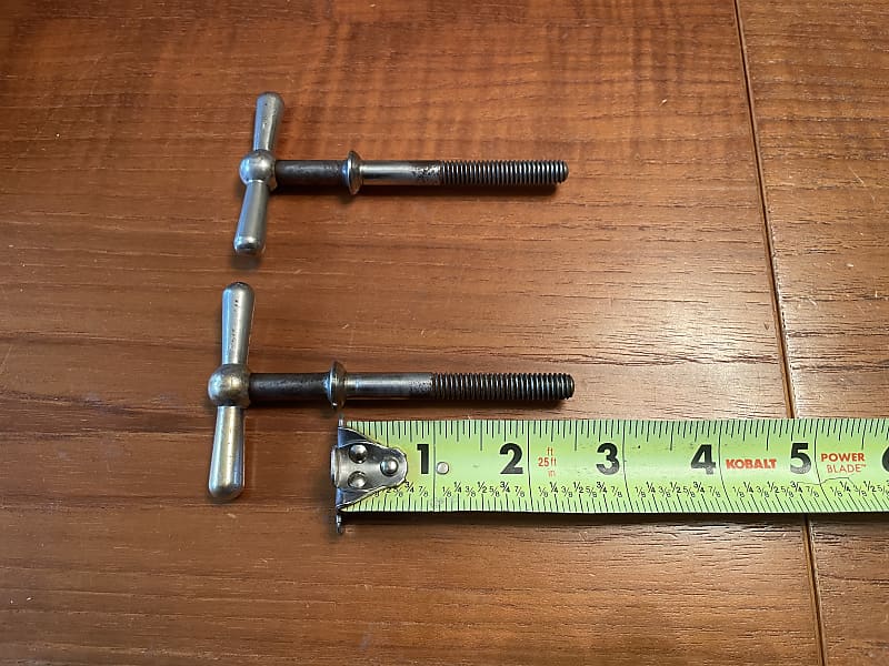 Two LUDWIG 20s-40s Vintage TIMPANI TENSION T-ROD, Key Rod 5/16-18 Thread Nickel image 1
