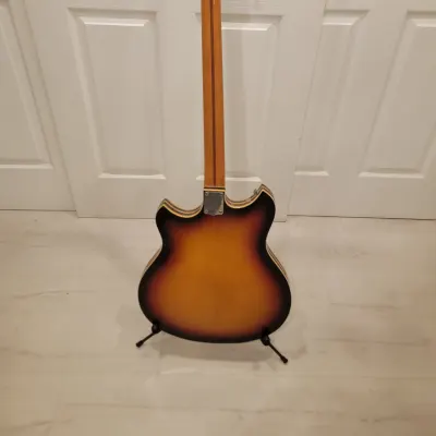 Vintage 1960's Kent 822 Electric Bass Guitar Made In Japan Hollowbody Shortscale Sunburst image 7