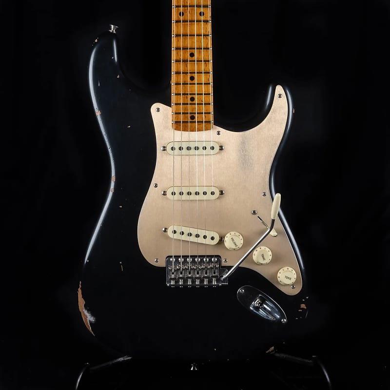 NAMM ltd Fender Fender Custom Shop '56 Stratocaster Roasted Relic Aged Black Electric Guitar 2020 - nitro lacquer finish image 1
