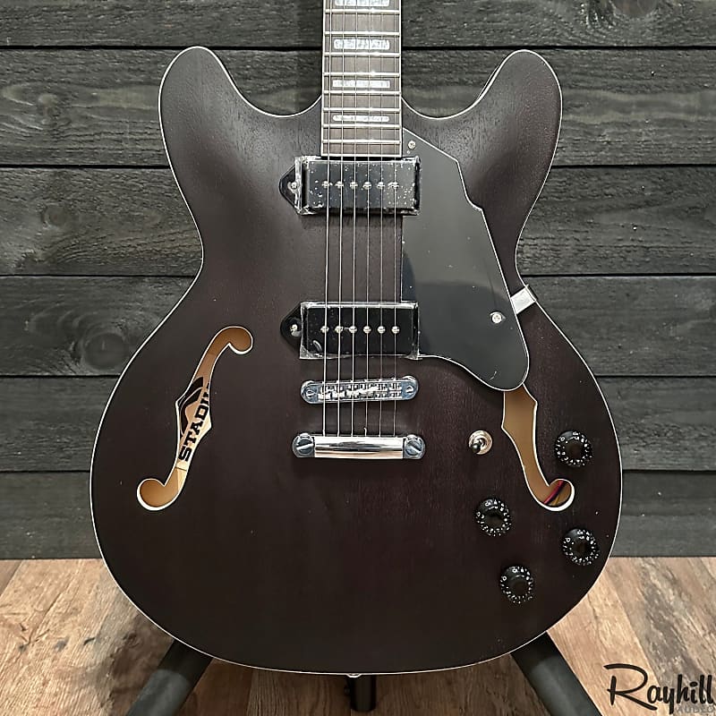 Stadium YGP90 BK P90 Set Neck Semi Hollow Body Black Reverb