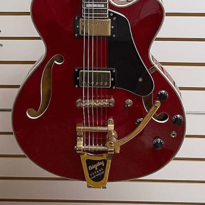Prestige Musician Pro Semi-Hollow Guitar w/ Case Transparent Red for sale