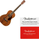 Fender PM-2 Parlor NE All Mahogany Acoustic Guitar Natural w/ Deluxe Hard Case and Humidifier w/ Fender Play Prepaid Card