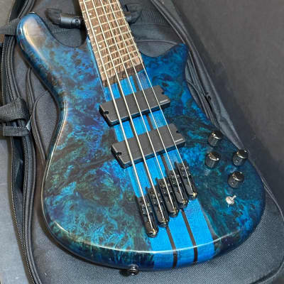 Spector NS Dimension 4 String Multi Scale Electric Bass Guitar Black & Blue Gloss B Stock image 7