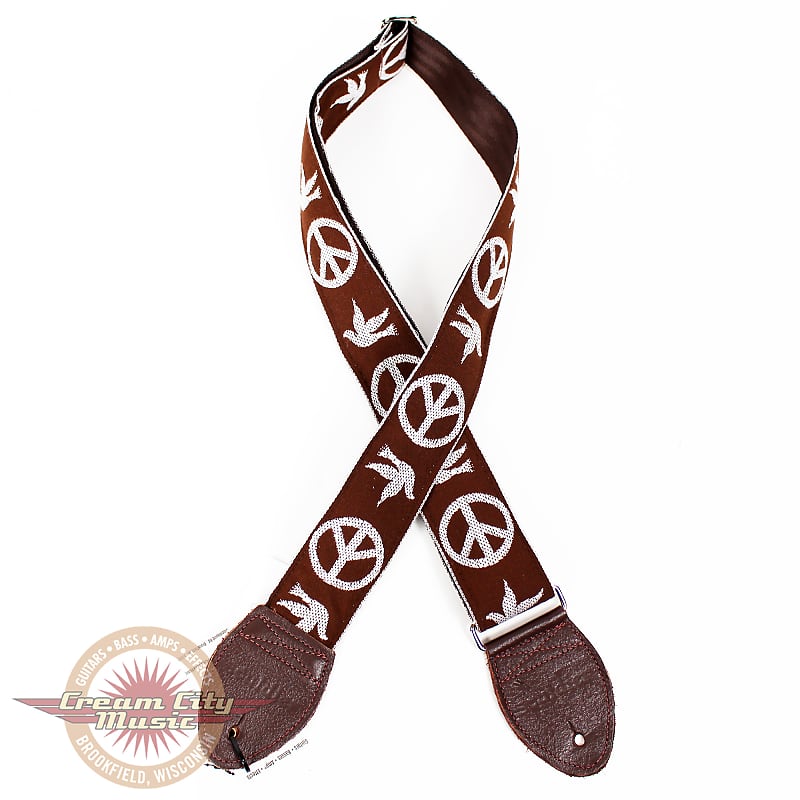 Souldier "Young Peace Dove" White & Brown Pattern 2" Guitar Strap image 1