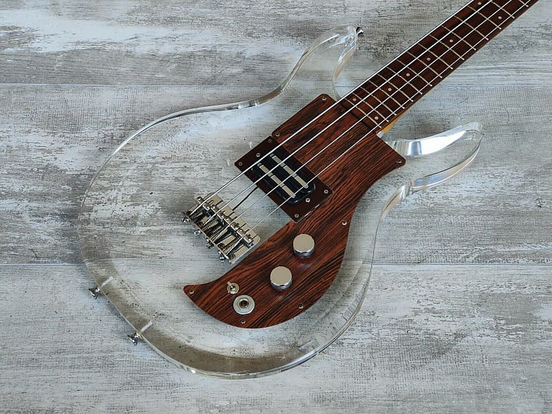 1990 Greco APB-1000 (Dan Armstrong/Ampeg) Lucite Double Cutaway Bass (Clear) image 1