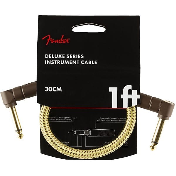Fender Deluxe Instrument Patch Cable, 30cm/1ft, Tweed image 1