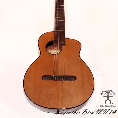 aNueNue MN14E Feather Bird Solid Cedar & Mahogany Nylon Travel Classical Guitar with pickup for sale