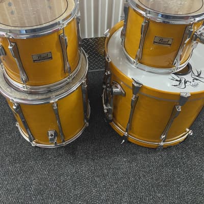 Pearl  MLX all maple Pre Masters thick shells 4 piece drum kit 90s Honey Amber lacquer image 1