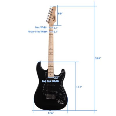 Glarry GST Electric Guitar With Black Pickguard Black image 6