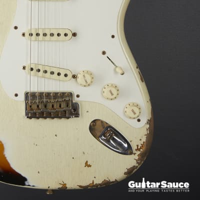 Fender Custom Shop 56 Stratocaster Heavy Relic Aged India Ivory Over 2 Tone Sunburst 2022 Used (cod.1378UG) image 3
