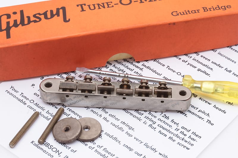 Immagine Gibson® Aged Nickel Vintage Shaped Nonwire ABR-1 / Area59' Softbrass Kit incl. Repro Orange Box - 1