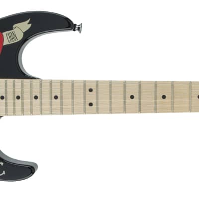 CHARVEL - Warren DeMartini USA Signature Frenchie  Maple Fingerboard  Gloss Black with Frenchie Graphic - 2865005803 image 1