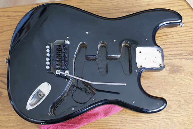 Fender  Contemporary Stratocaster Body W/ Fender System One Refurb. Bridge for Parts 1984-87 Black image 1