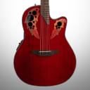 Ovation CE44 Celebrity Elite Mid-Depth Cutaway Acoustic-Electric Guitar, Ruby Red