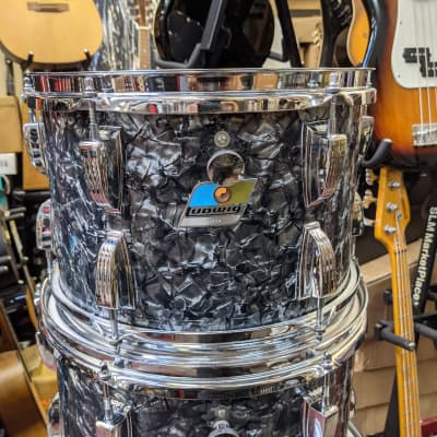 Classic 1970s Ludwig Rewrapped Black Diamond Pearl Drum Set - Super Clean! - Sounds Great! image 4