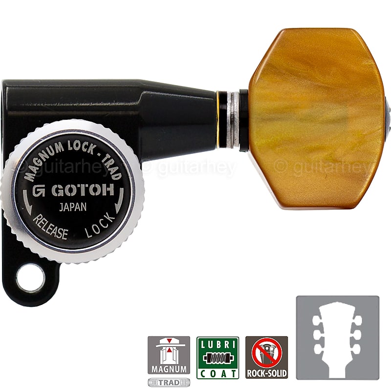 NEW Gotoh SG360-P8 MGT Locking Tuners L3+R3 w/ SMALL Amber | Reverb