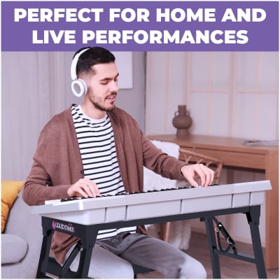 Liquid Stands Collapsible Piano Keyboard Stand and Piano Bench Stool - Adjustable and Portable Heavy Duty Music Stand for Kids & Adults - Fits 54-88 Key Electric Digital Keyboard Piano Stand and Seat image 6