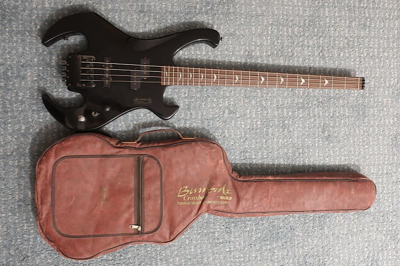 Vintage 1980s Guild Burnside Crossbow Headless Bass Guitar Steinberger Leather OG Case Heavy Metal Machine Wasp Spider Shape Weird Gear Maximum