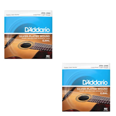 D'Addario Guitar Strings 2 Packs Gypsy Jazz - Loop End - Silver Plated Wound EJ84L Light image 1
