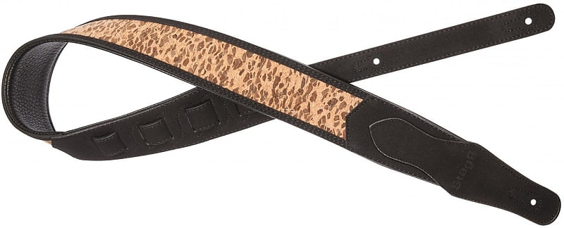 Black, Padded Guitar Strap With Holz-Leoparden-Muster image 1