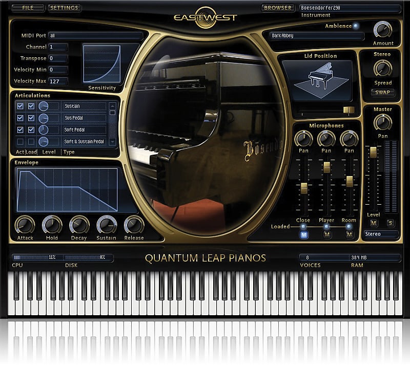 Teclado virtual de piano online no Amped Studio