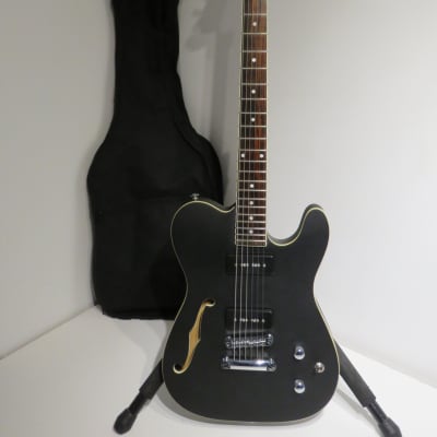 Lindo Dark Defender Semi Chambered Electric Guitar Thinline in Matte Black for sale