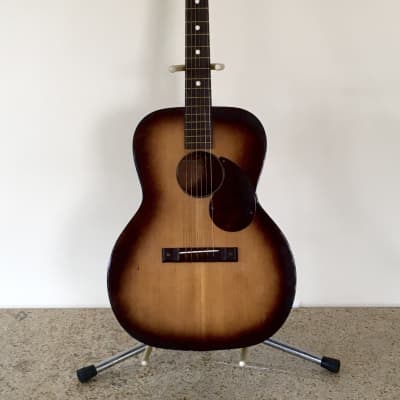 1960s Vintage Burst Solid Woods Silvertone Kay Acoustic Guitar Lacquer Finish Tortoise Binding HSC image 24