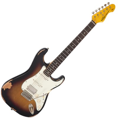 Vintage V6 Paul Rose Signature Electric Guitar ~ Distressed Sunset Sunburst for sale