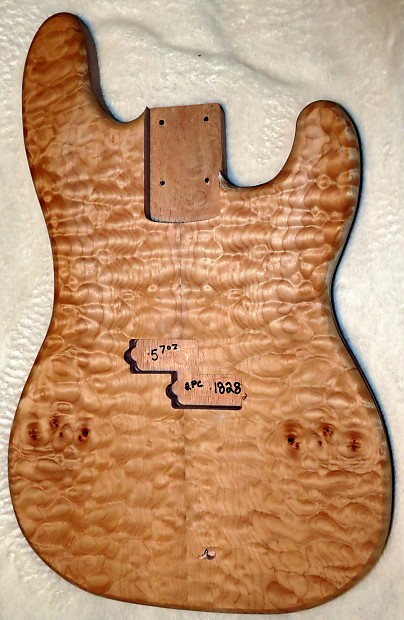 Quilted Maple Honduran Mahogany Precision P Bass Body 5lbs 7oz