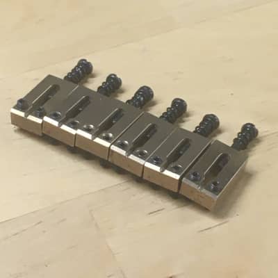 6 Solid Mass Brass Custom Strat Tele Bridge NOS Saddles Relic 10.7mm Wide 54mm Spacing image 4