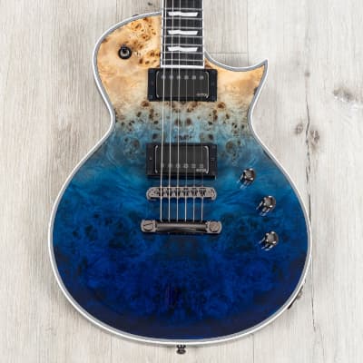 ESP E-II Eclipse Guitar w/ Case, Buckeye Burl Top, Ebony, Blue Natural Fade image 14