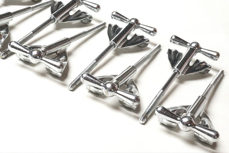 (10) Ludwig Bass Drum Tension Rods & Claws, Faucet Style Handles, 5.25"  Rods - 1960's image 1