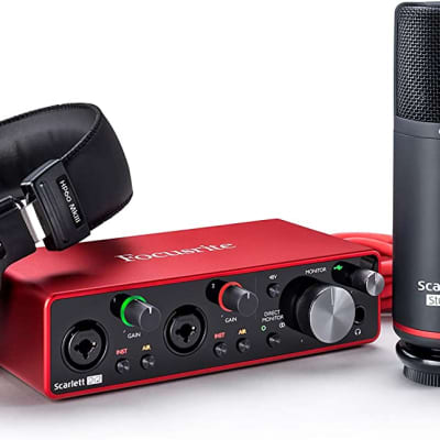 Focusrite Scarlett 2i2 Studio 3G Bundle w/ Case, Desktop Mic Stand & Pop  Filter