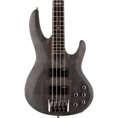 ESP LTD B-204SM B Series Bass Guitar, Spalted Maple Top, See Thru Black Satin image 4