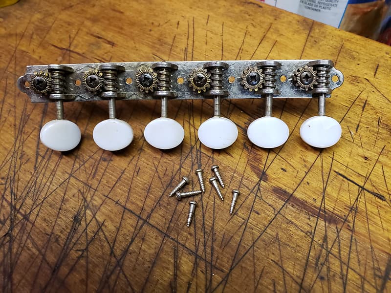 Vintage 1972 Harmony Stella 6 In A Line Guitar Tuners Chrome Reverb