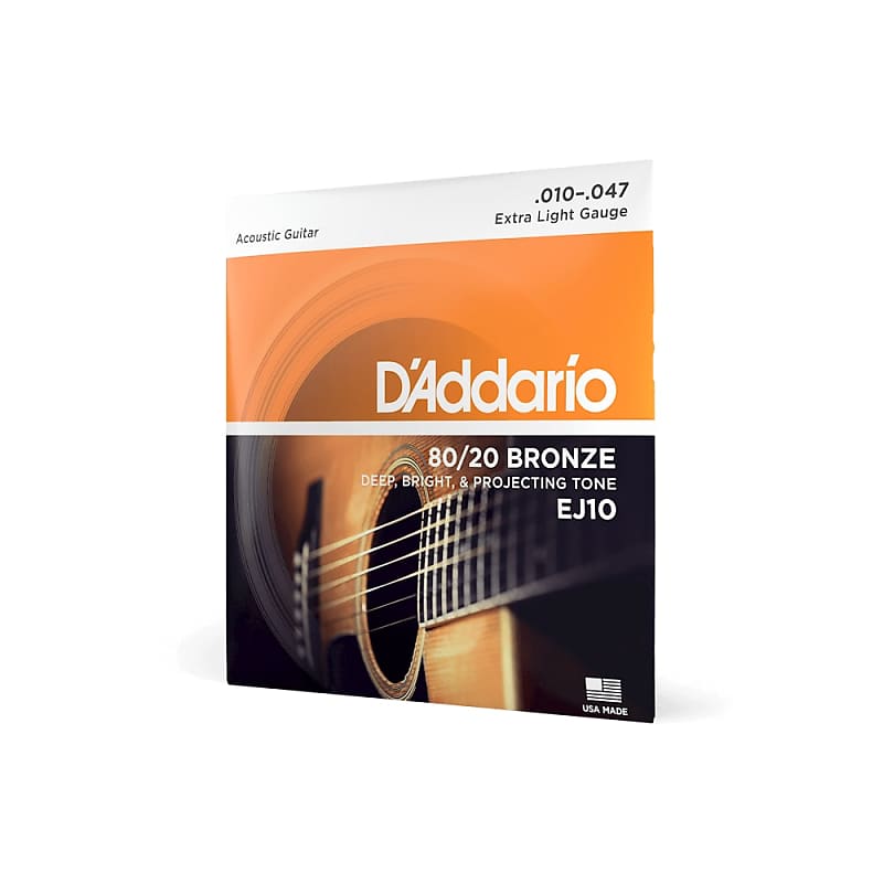 D'Addario EJ10 Extra Light Gauge 80/20 Bronze 1047 Acoustic Reverb