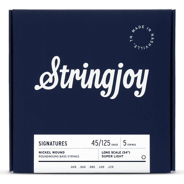 Stringjoy Super Light Gauge (45-125) 5 String Long Scale Nickel Wound Bass Guitar Strings image 1