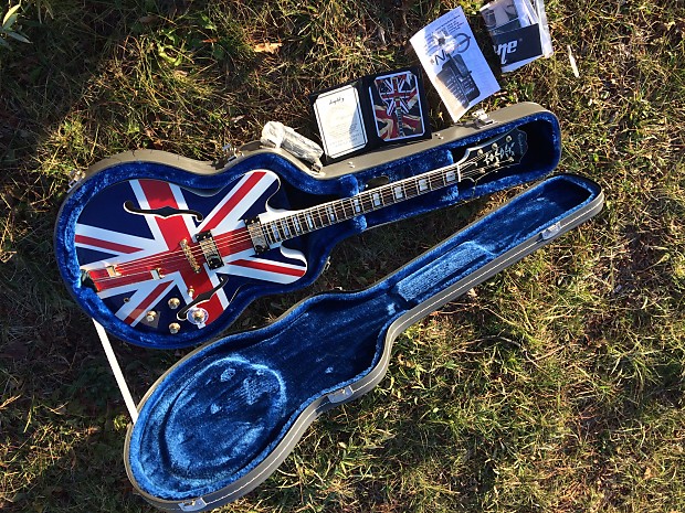 Epiphone Sheraton Union Jack W/ Gibson mini Humbuckers OHSC Epiphone Sheraton Union Jack W/ Gibson mini Humbuckers OHSC