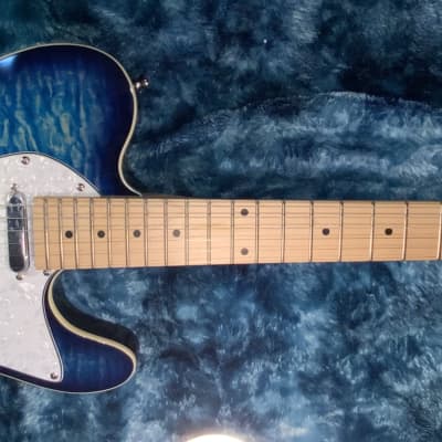 Final Reduction!  2016 Grote Telecaster Thinline in Blue over Flame Maple Finish! Brand New! image 2